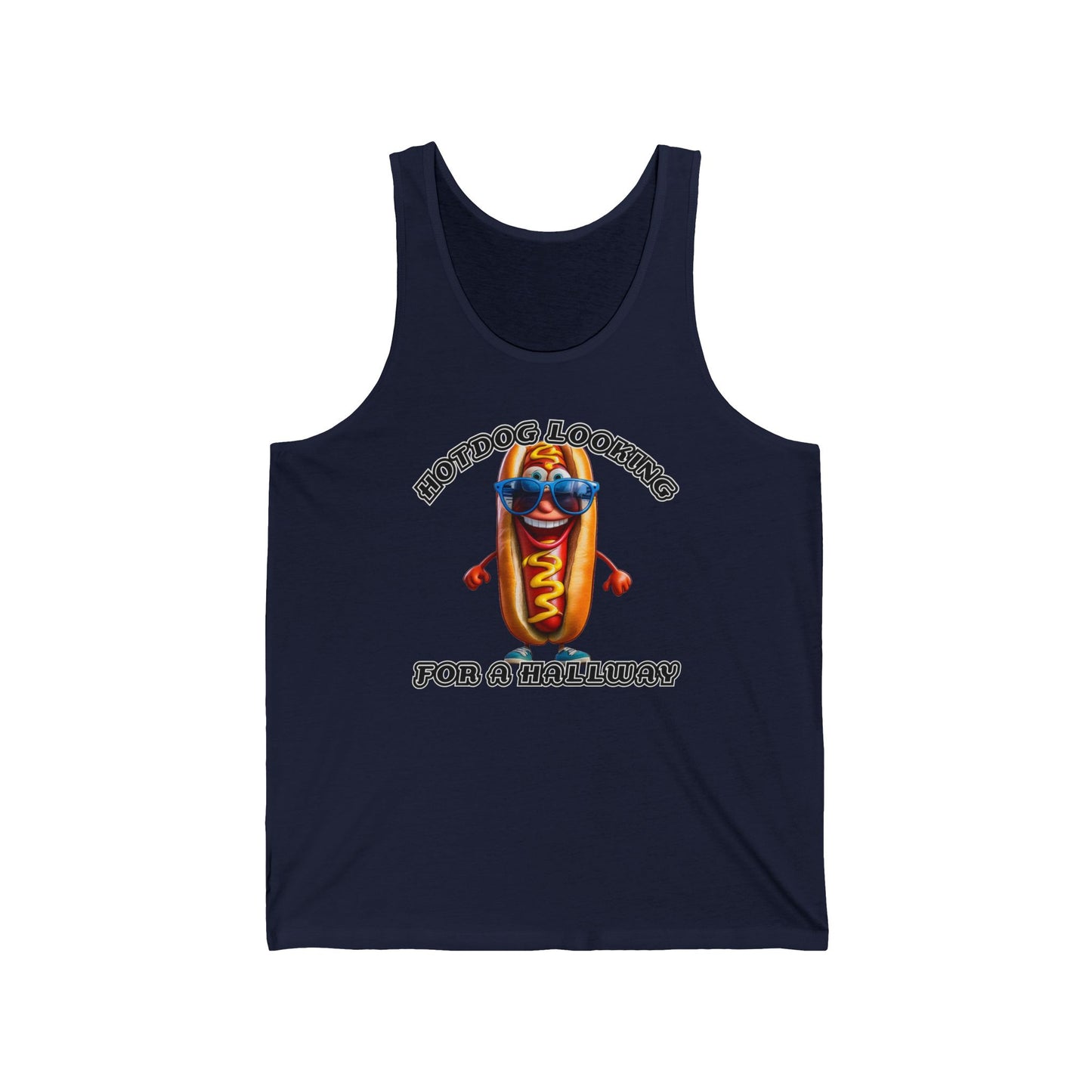 Hotdog looking for a hallway - Unisex Jersey Tank