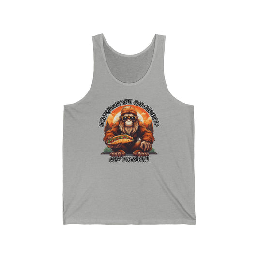 Sasquatch grabbed my taco! - Unisex Jersey Tank