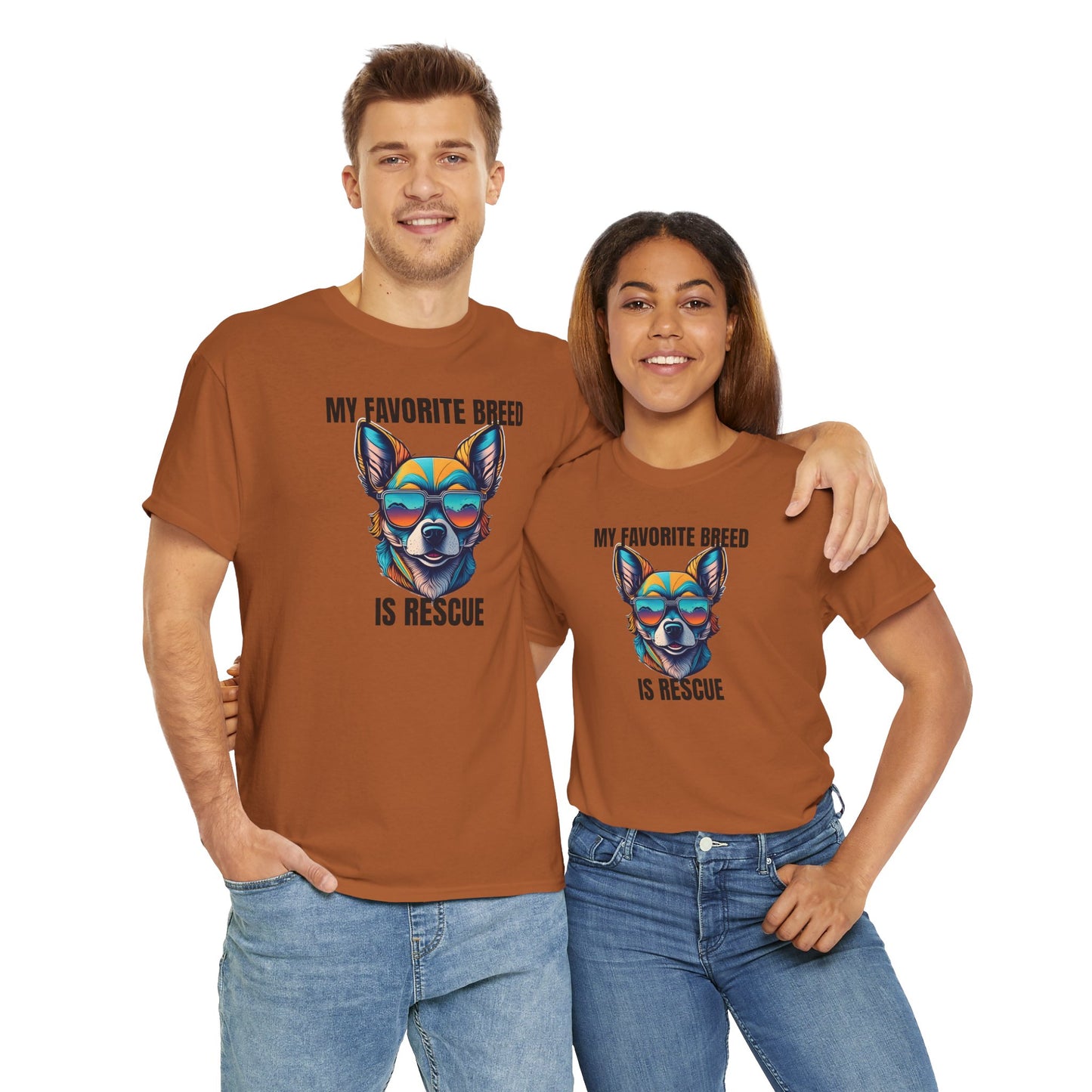 My favorite breed is rescue 2 - Unisex Heavy Cotton Tee