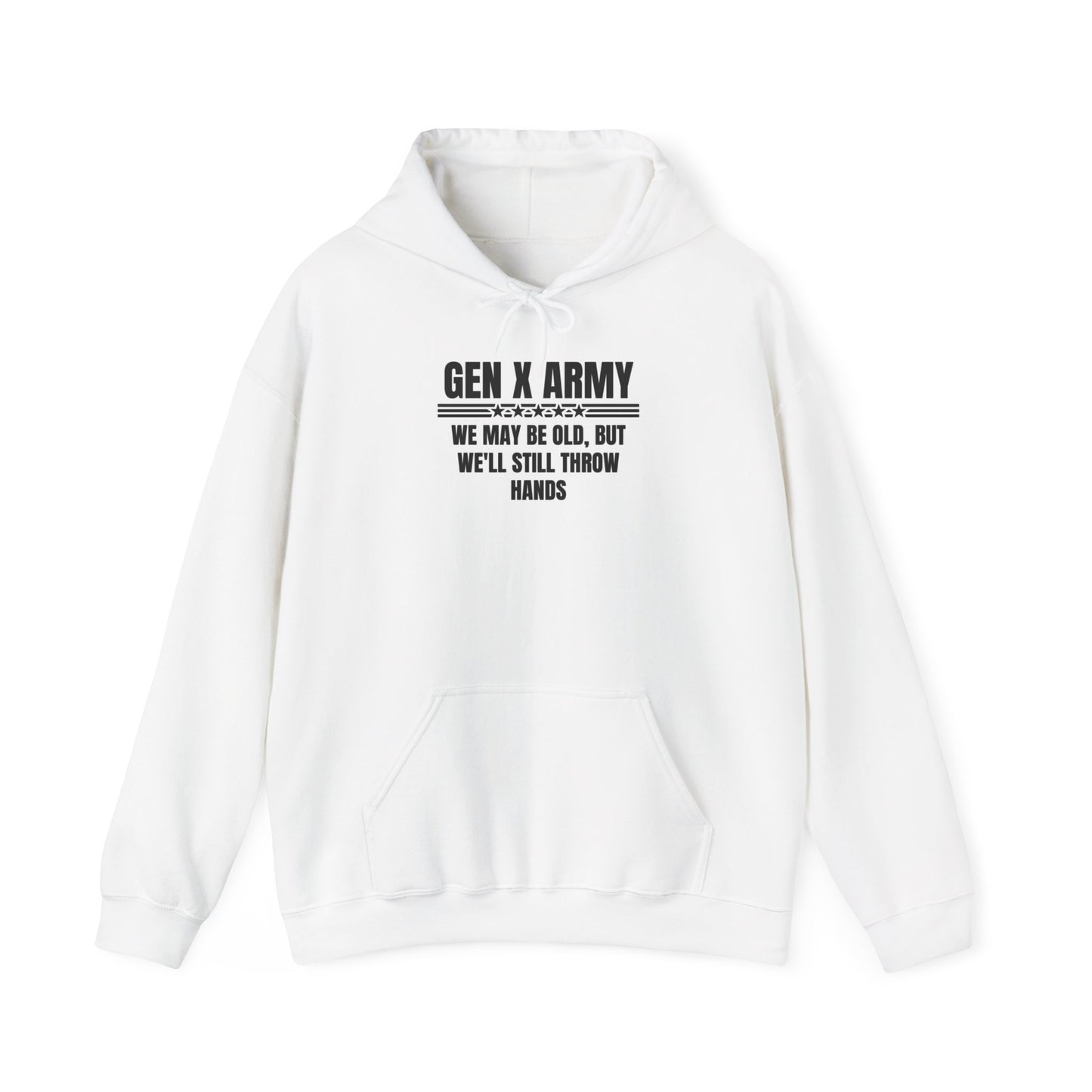 We may be old but we'll still throw hands - Unisex Heavy Blend™ Hooded Sweatshirt