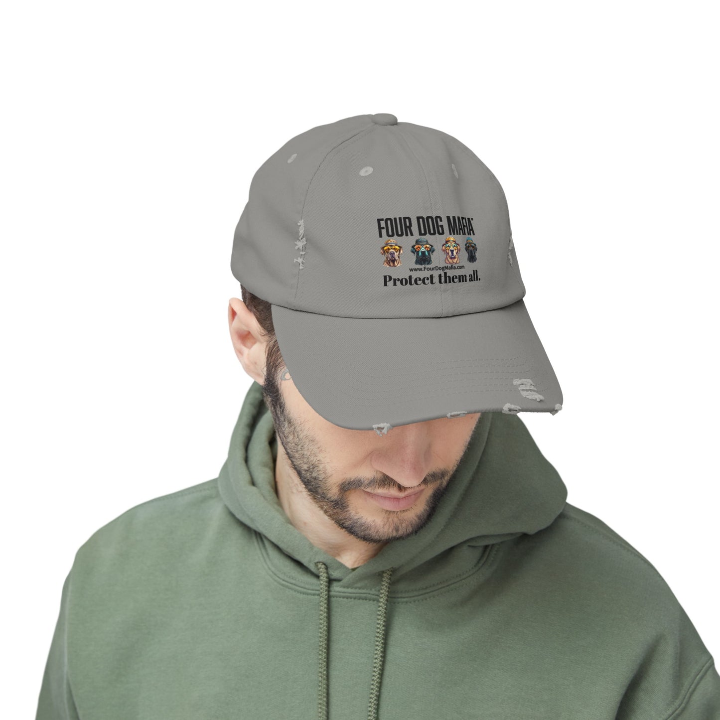 Protect them all with logo - Unisex Distressed Cap