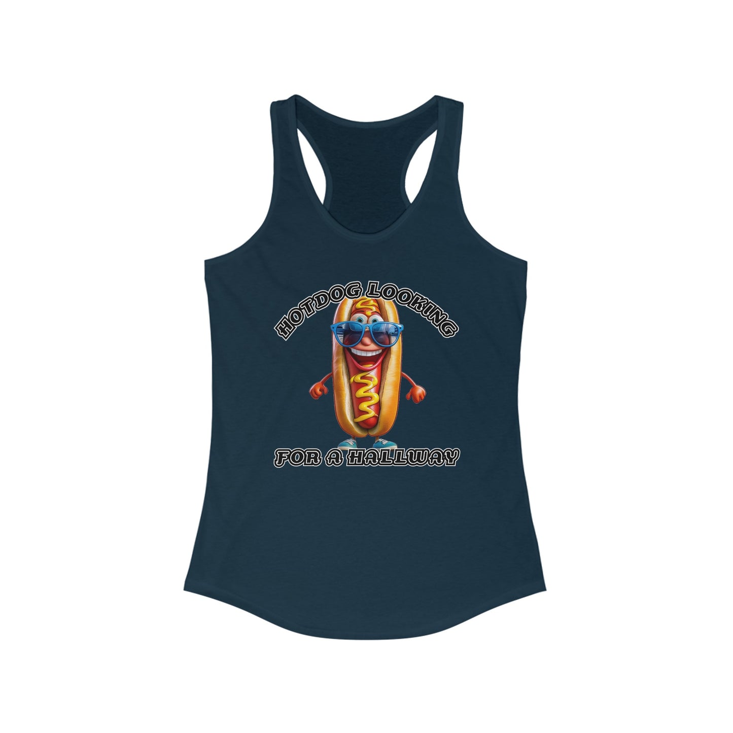 Hotdog looking for a hallway - Women's Ideal Racerback Tank