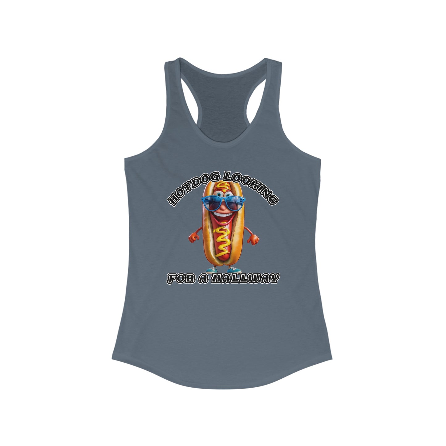 Hotdog looking for a hallway - Women's Ideal Racerback Tank