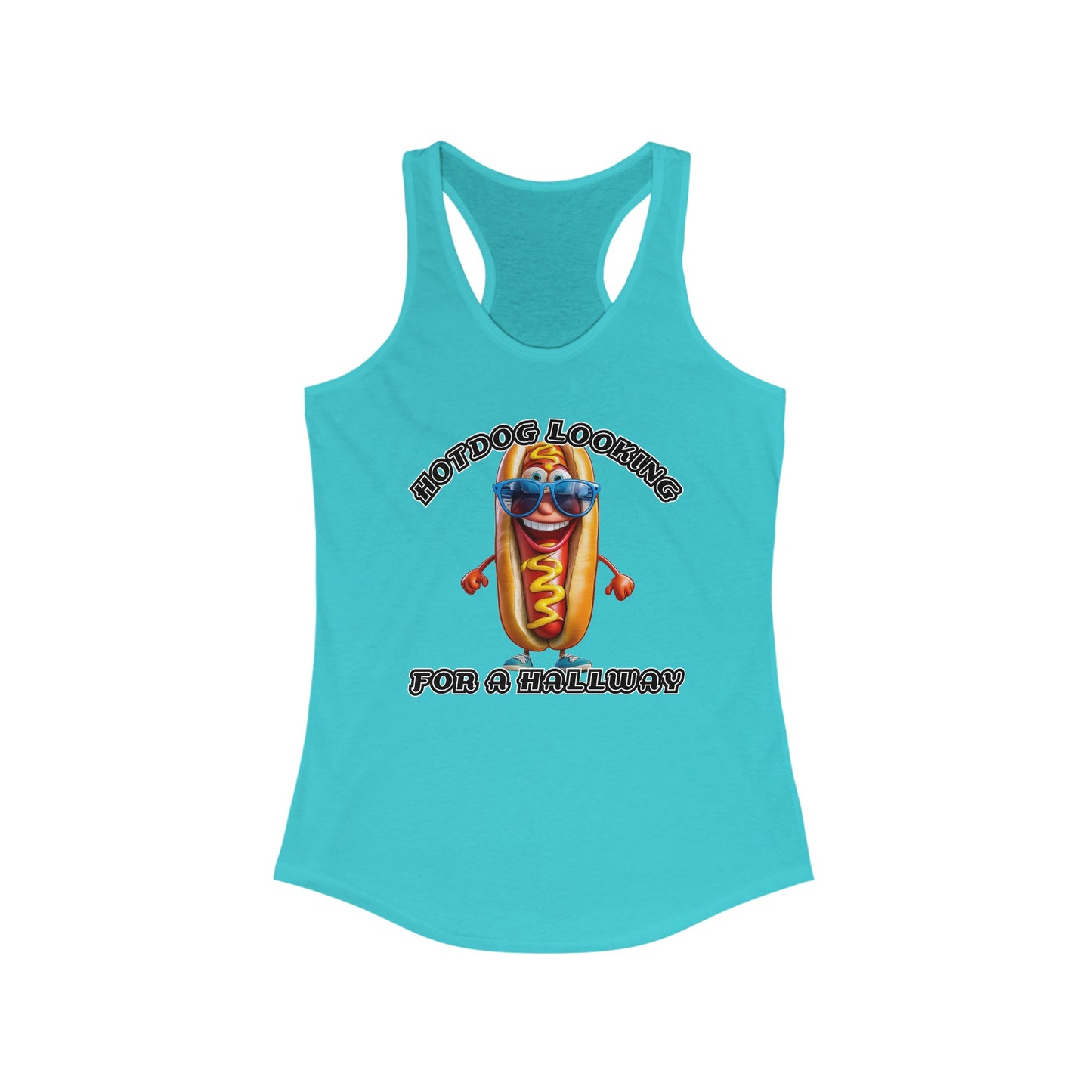 Hotdog looking for a hallway - Women's Ideal Racerback Tank