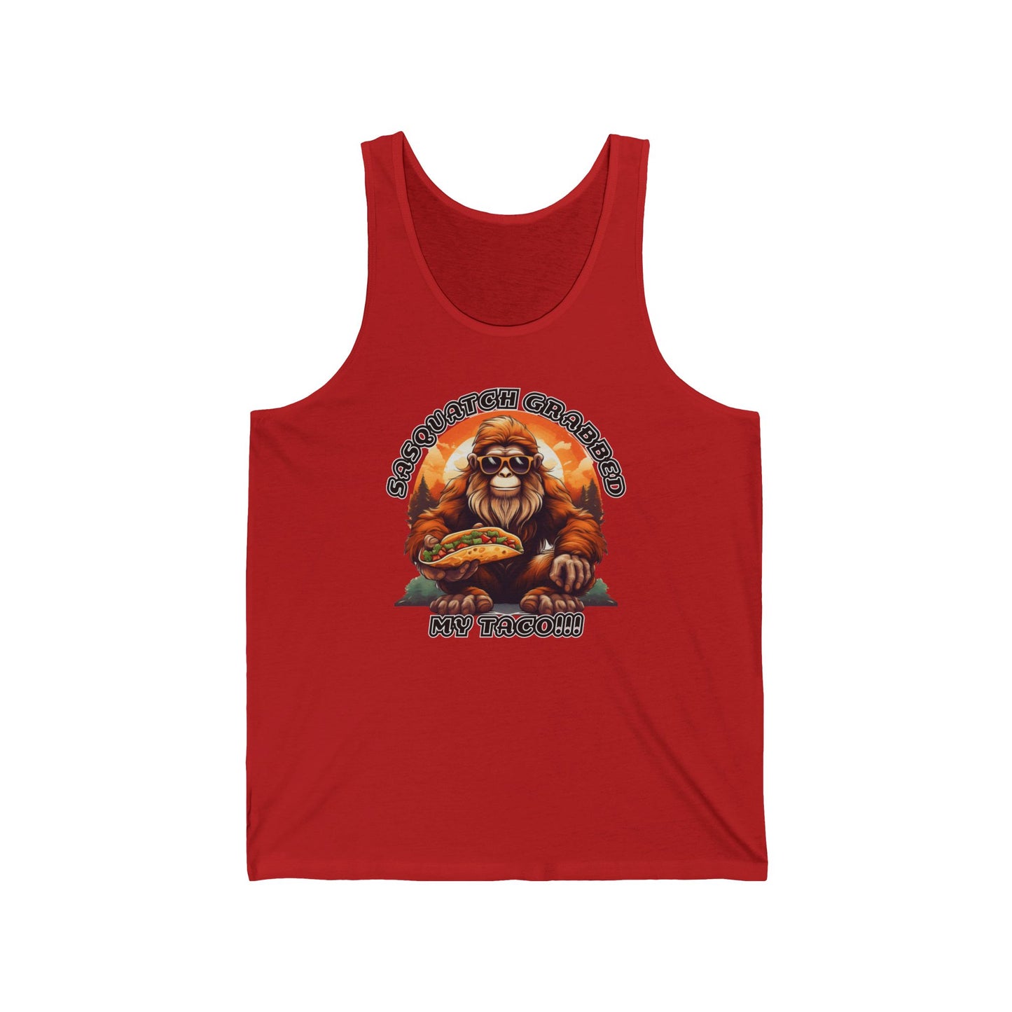 Sasquatch grabbed my taco! - Unisex Jersey Tank