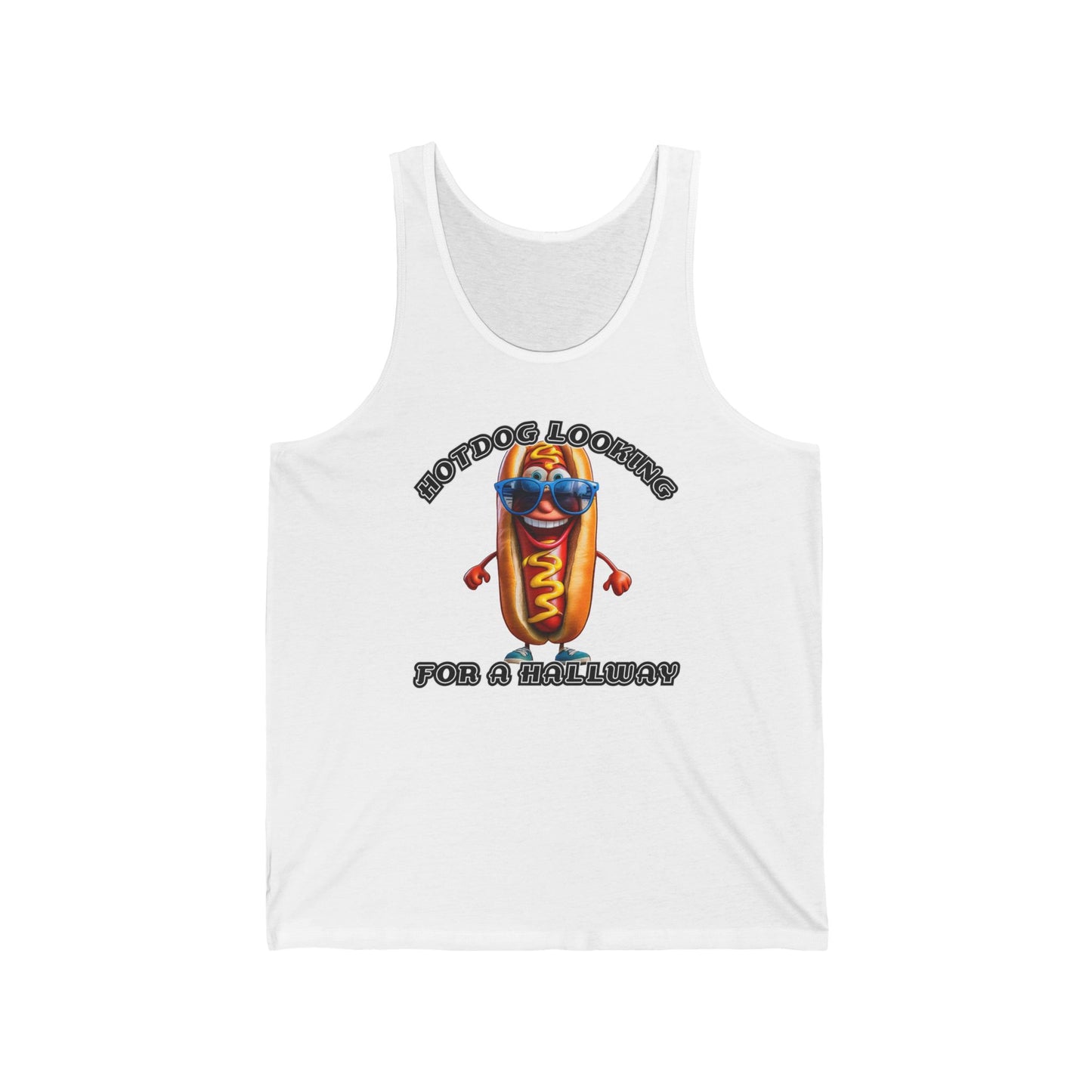 Hotdog looking for a hallway - Unisex Jersey Tank