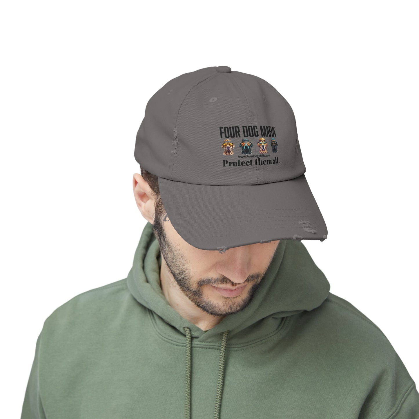 Protect them all with logo - Unisex Distressed Cap