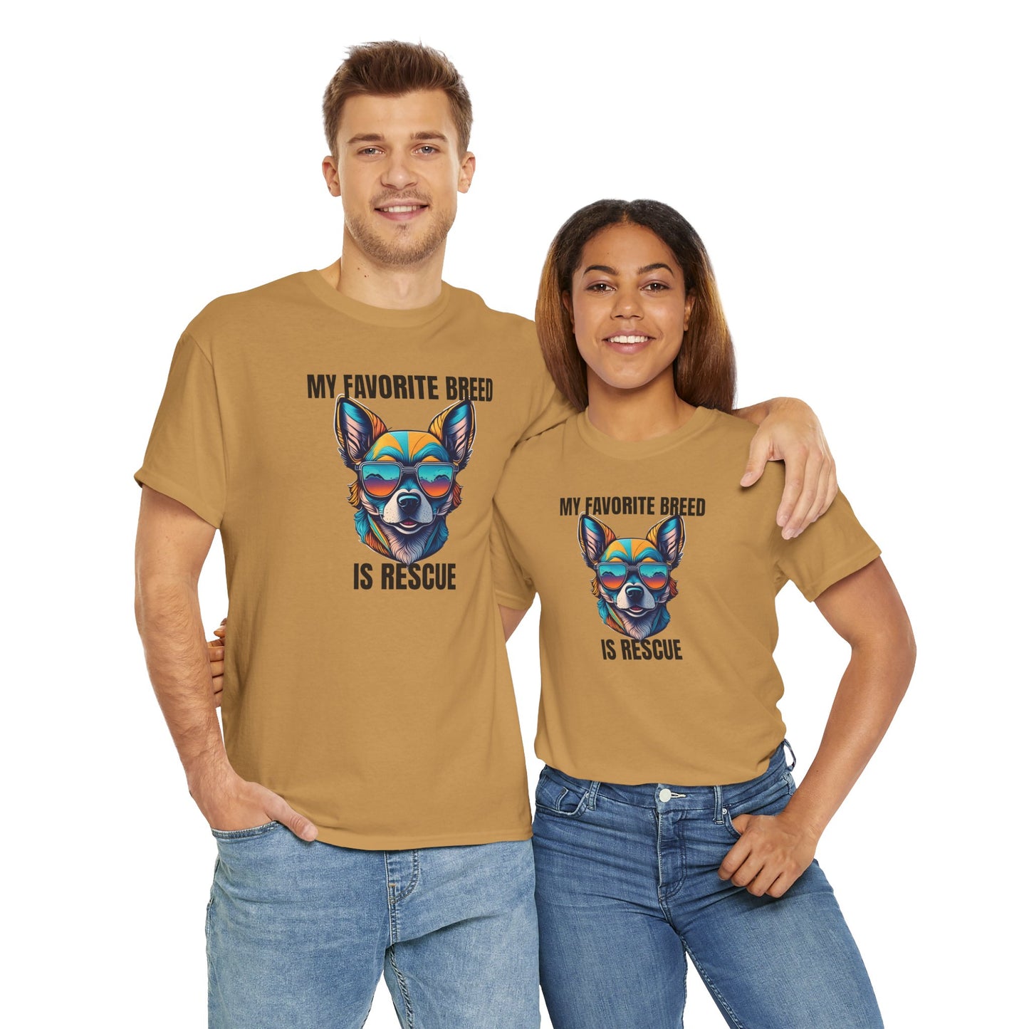 My favorite breed is rescue 2 - Unisex Heavy Cotton Tee