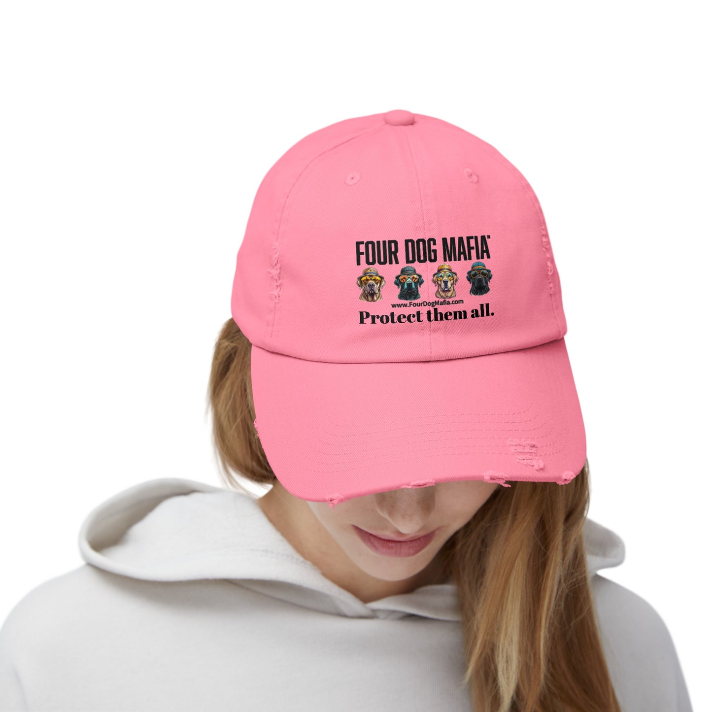 Protect them all with logo - Unisex Distressed Cap