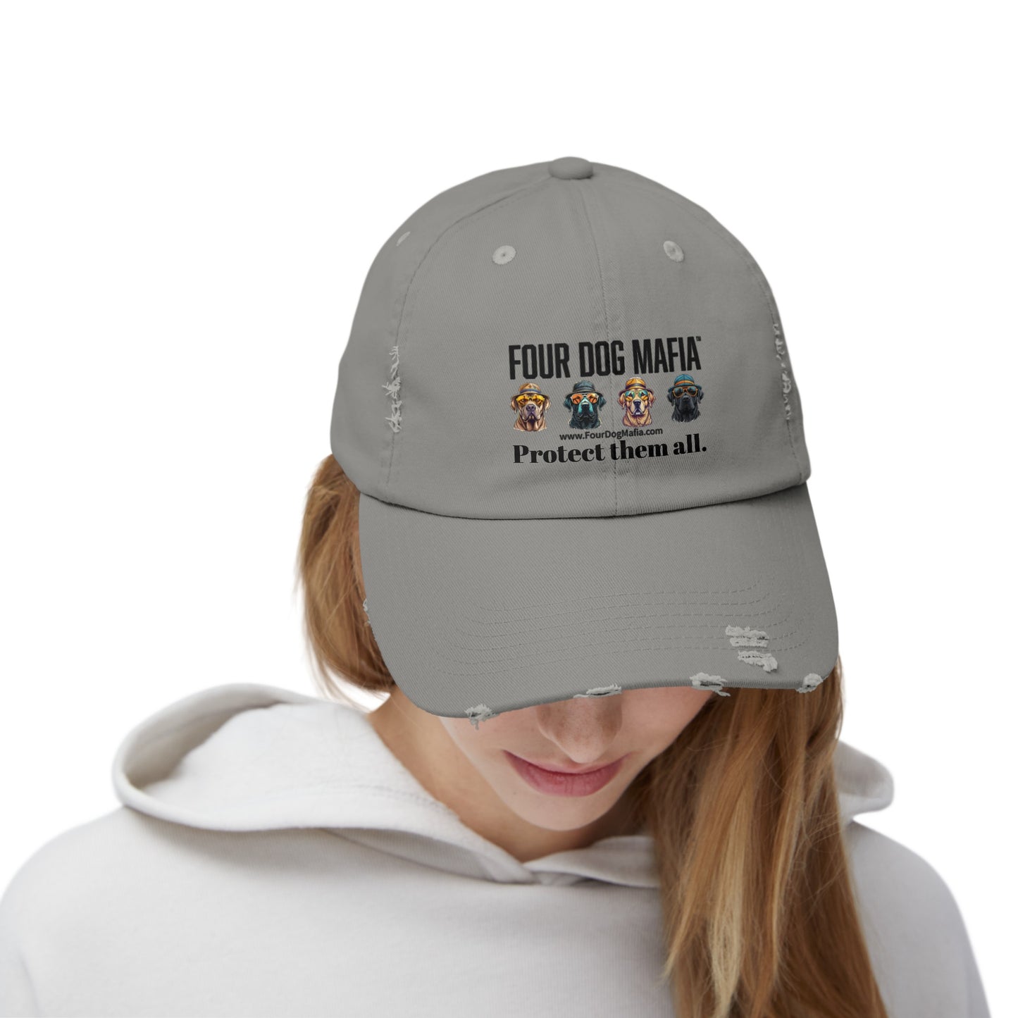 Protect them all with logo - Unisex Distressed Cap