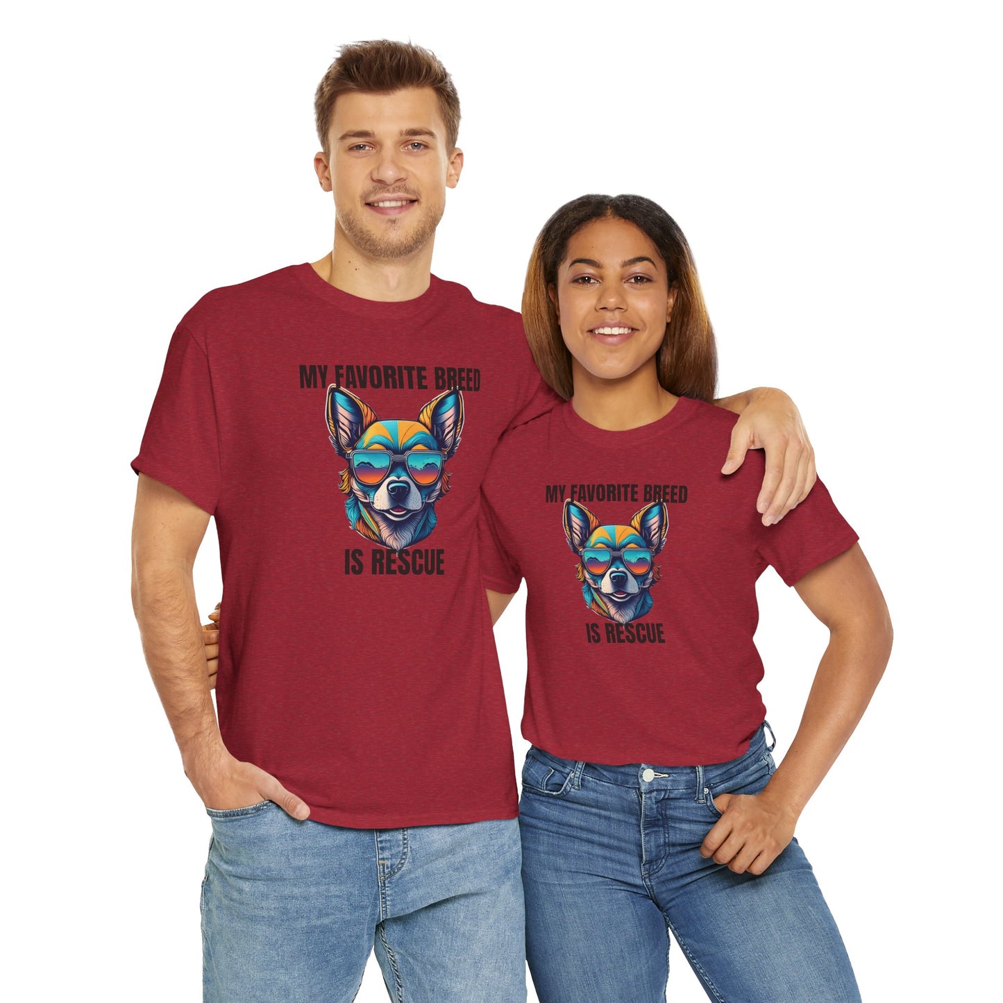 My favorite breed is rescue 2 - Unisex Heavy Cotton Tee