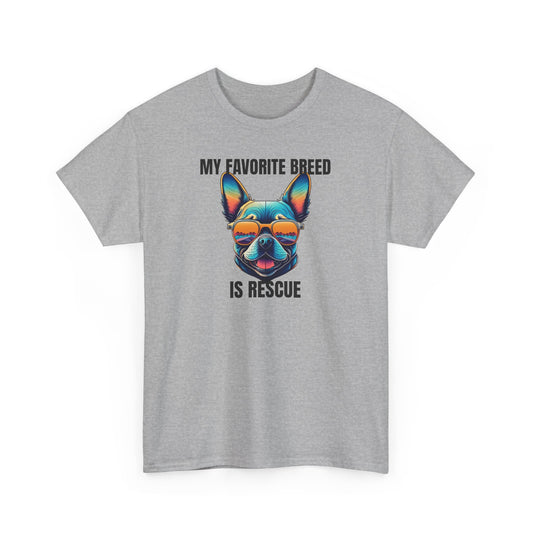 My favorite breed is rescue 3 - Unisex Heavy Cotton Tee