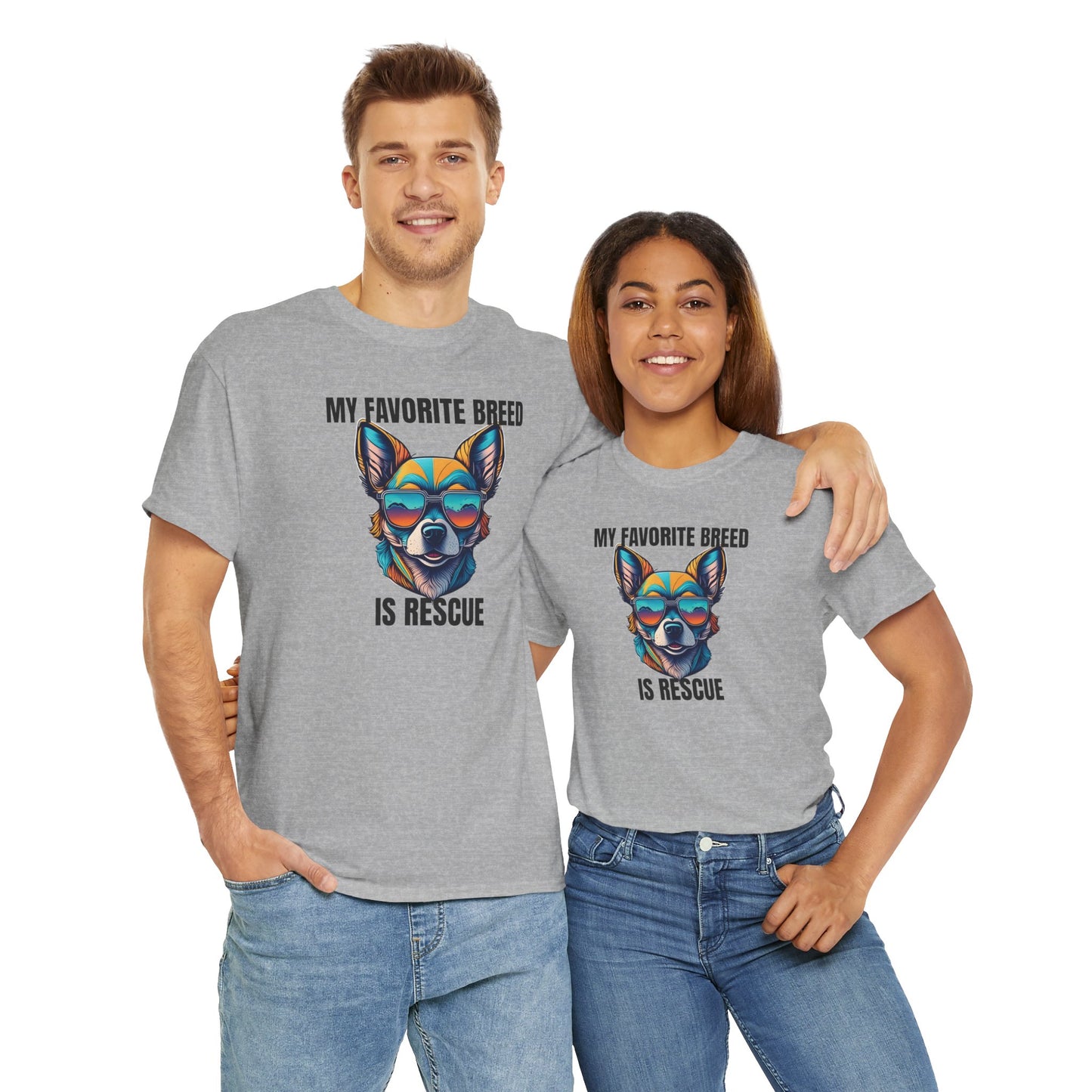 My favorite breed is rescue 2 - Unisex Heavy Cotton Tee