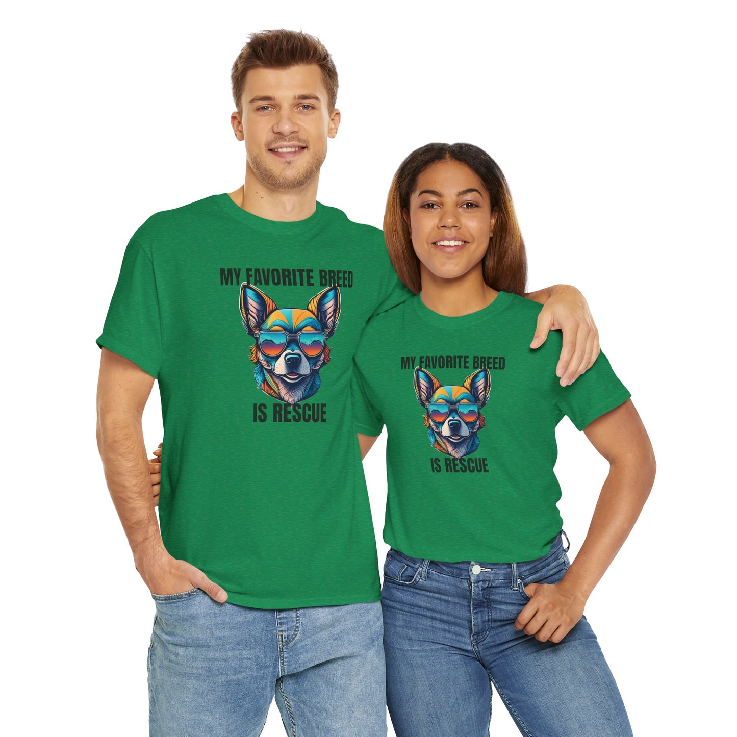 My favorite breed is rescue 2 - Unisex Heavy Cotton Tee