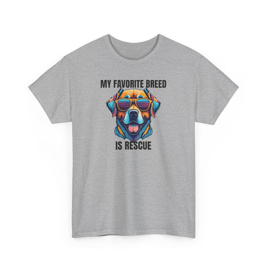 My favorite breed is rescue 4 - Unisex Heavy Cotton Tee