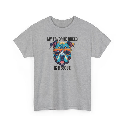 My favorite breed is rescue 1 - Unisex Heavy Cotton Tee