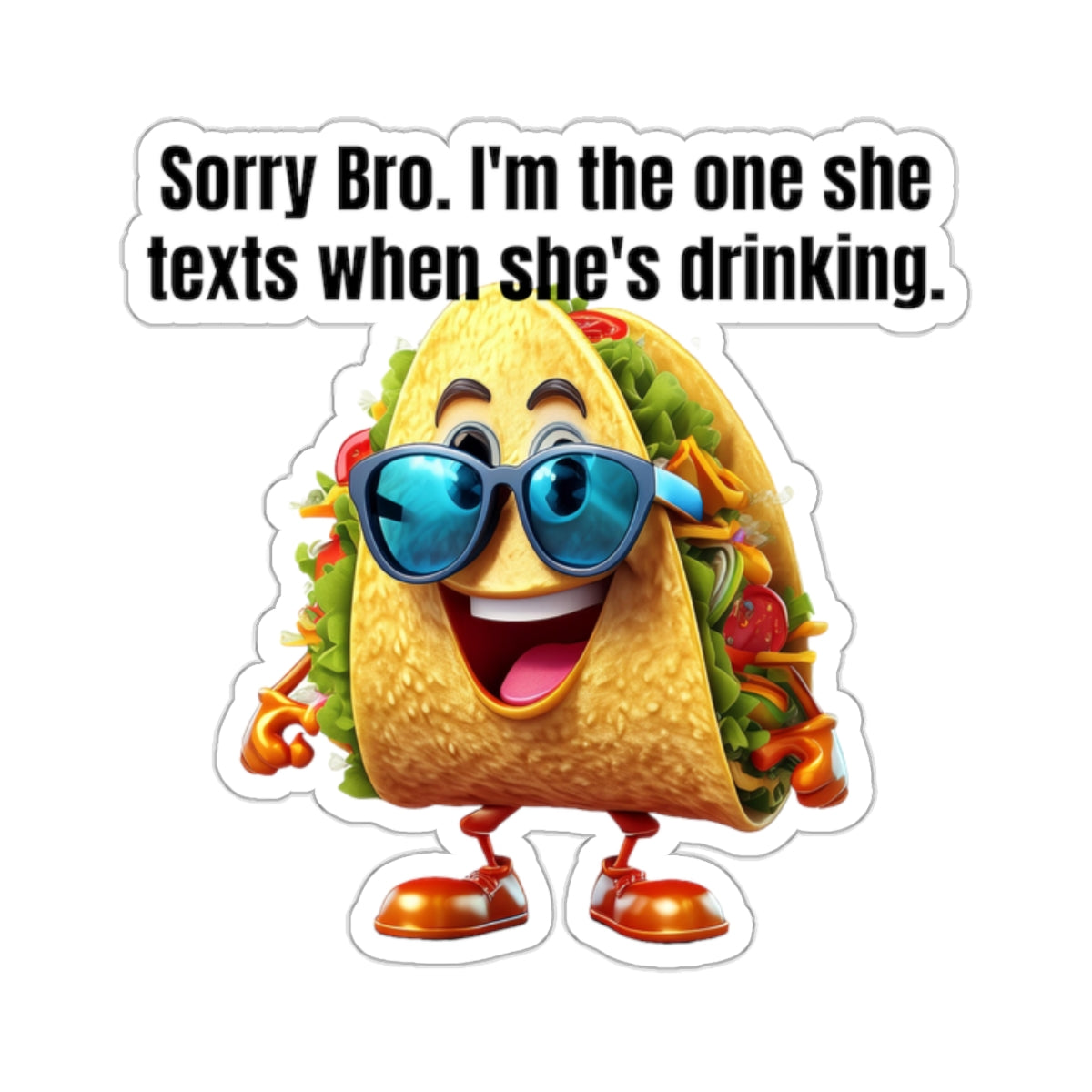 Texting taco - Kiss-Cut Stickers