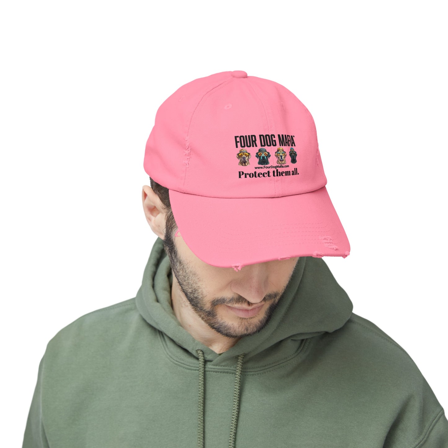 Protect them all with logo - Unisex Distressed Cap